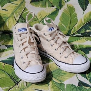Converse Cream Mid Top Sneakers